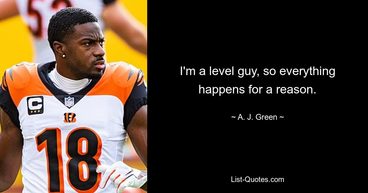 I'm a level guy, so everything happens for a reason. — © A. J. Green