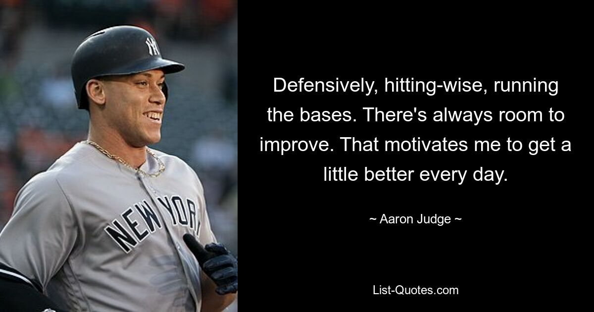 Defensively, hitting-wise, running the bases. There's always room to improve. That motivates me to get a little better every day. — © Aaron Judge