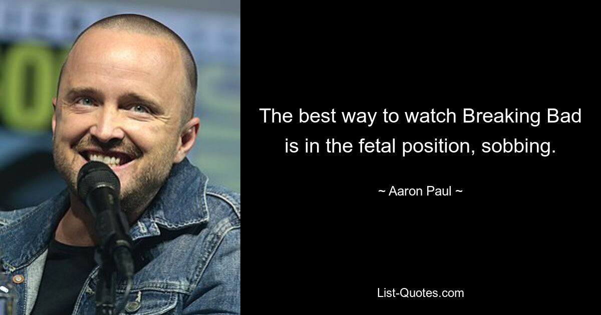 The best way to watch Breaking Bad is in the fetal position, sobbing. — © Aaron Paul