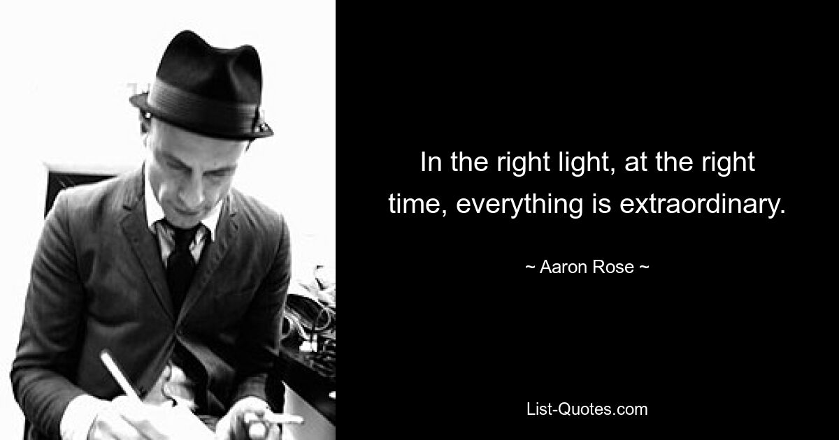 In the right light, at the right time, everything is extraordinary. — © Aaron Rose