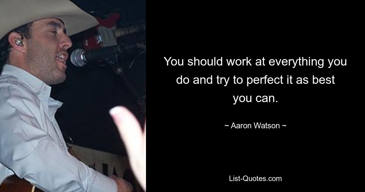 You should work at everything you do and try to perfect it as best you can. — © Aaron Watson