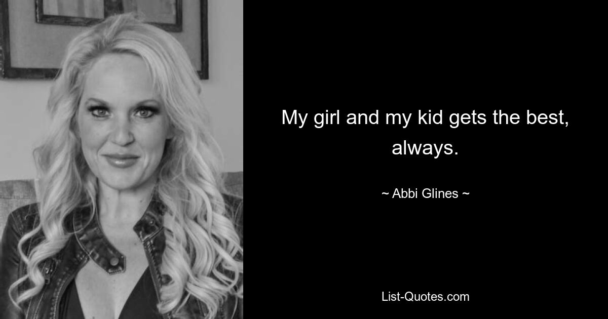 My girl and my kid gets the best, always. — © Abbi Glines