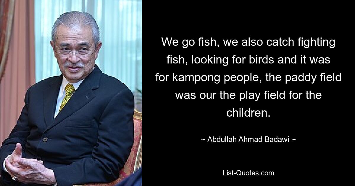 We go fish, we also catch fighting fish, looking for birds and it was for kampong people, the paddy field was our the play field for the children. — © Abdullah Ahmad Badawi