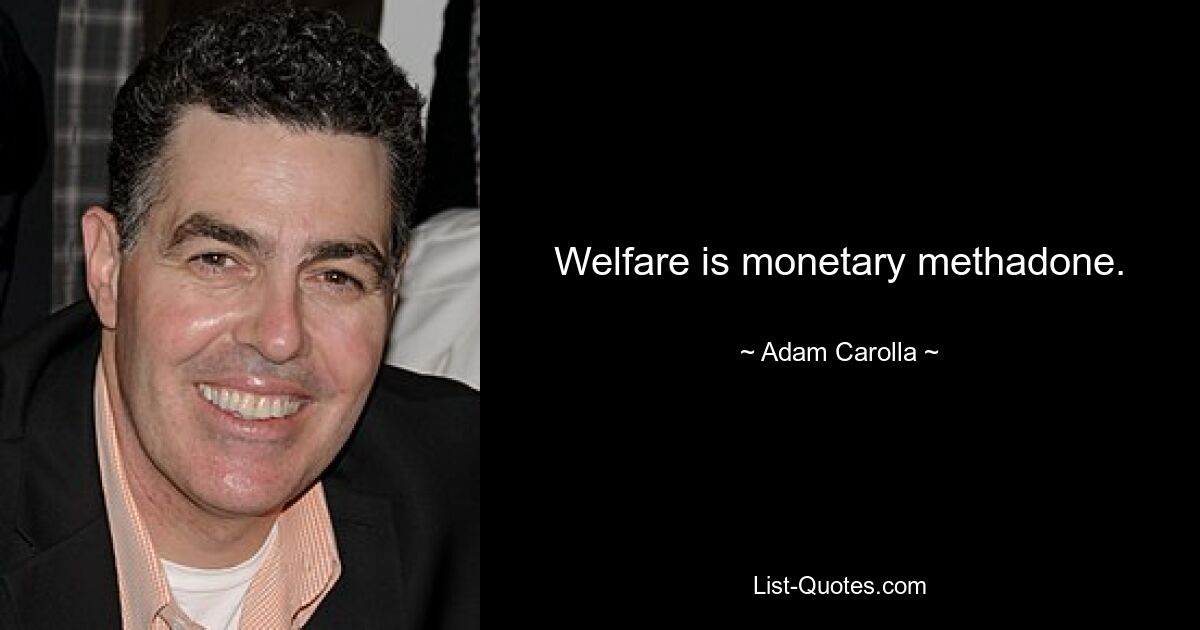 Welfare is monetary methadone. — © Adam Carolla