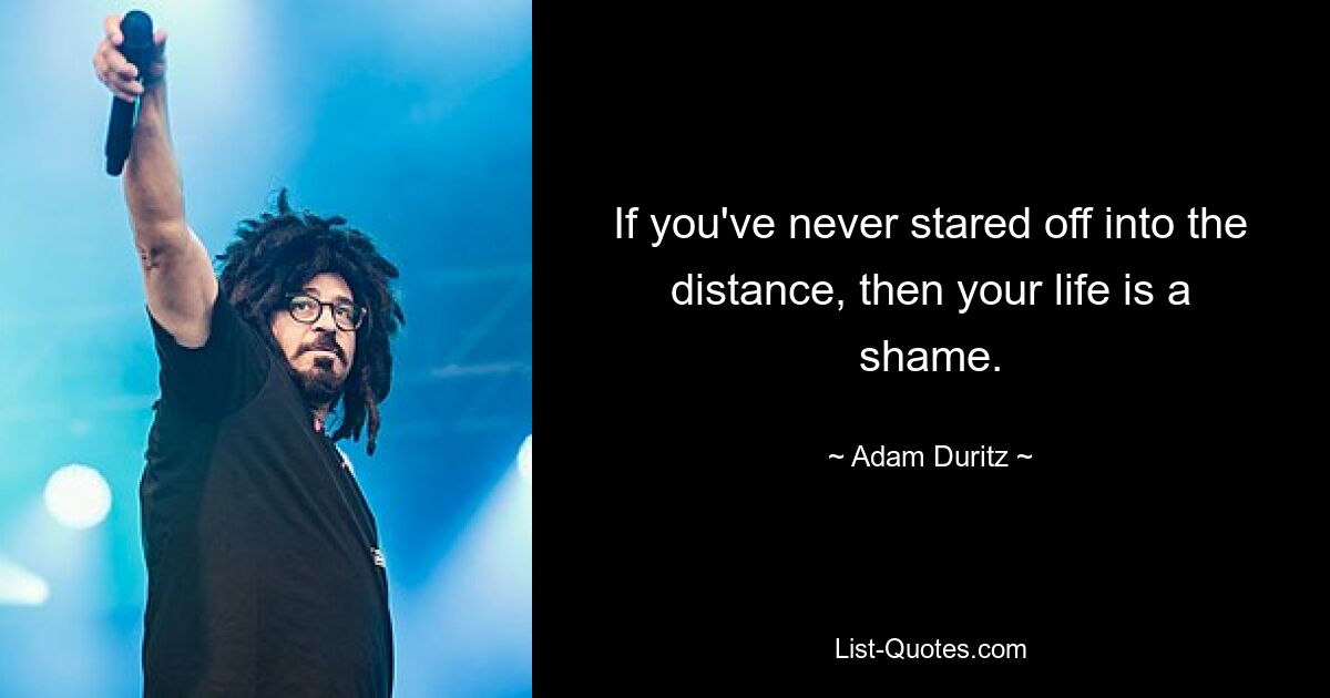 If you've never stared off into the distance, then your life is a shame. — © Adam Duritz