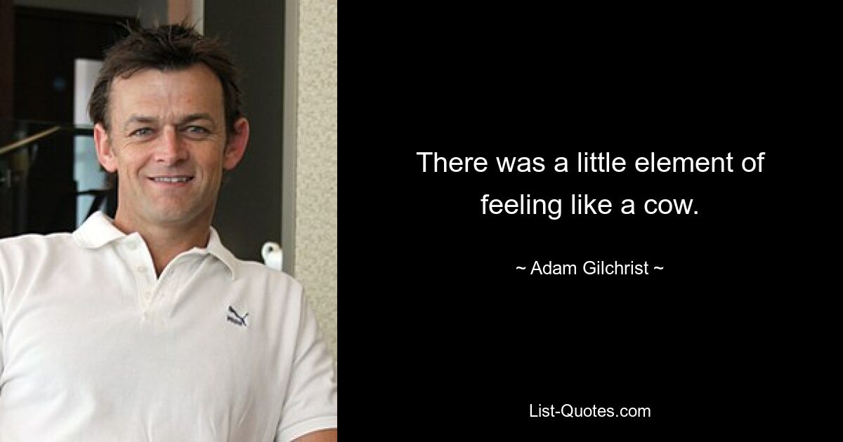 There was a little element of feeling like a cow. — © Adam Gilchrist