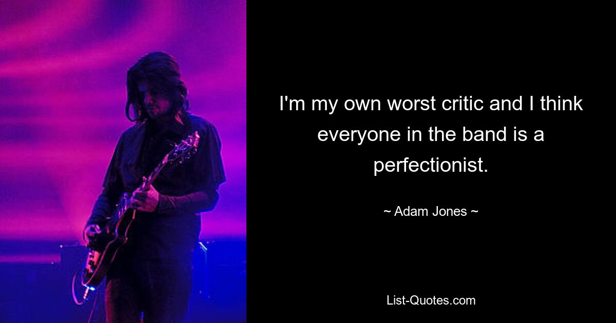 I'm my own worst critic and I think everyone in the band is a perfectionist. — © Adam Jones