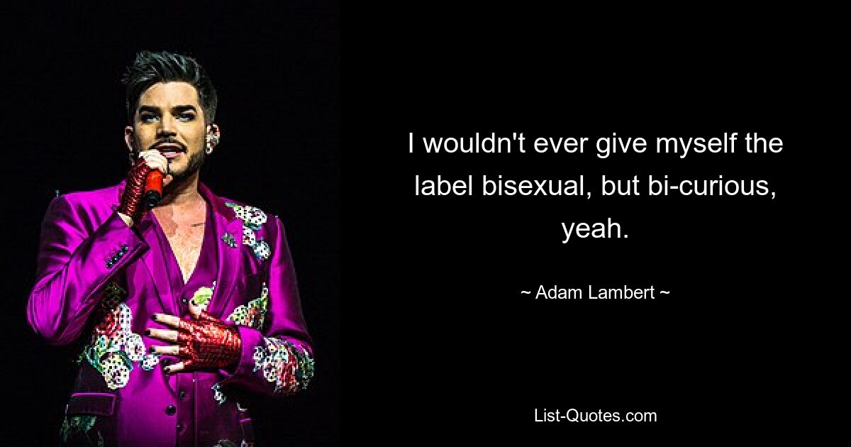 I wouldn't ever give myself the label bisexual, but bi-curious, yeah. — © Adam Lambert