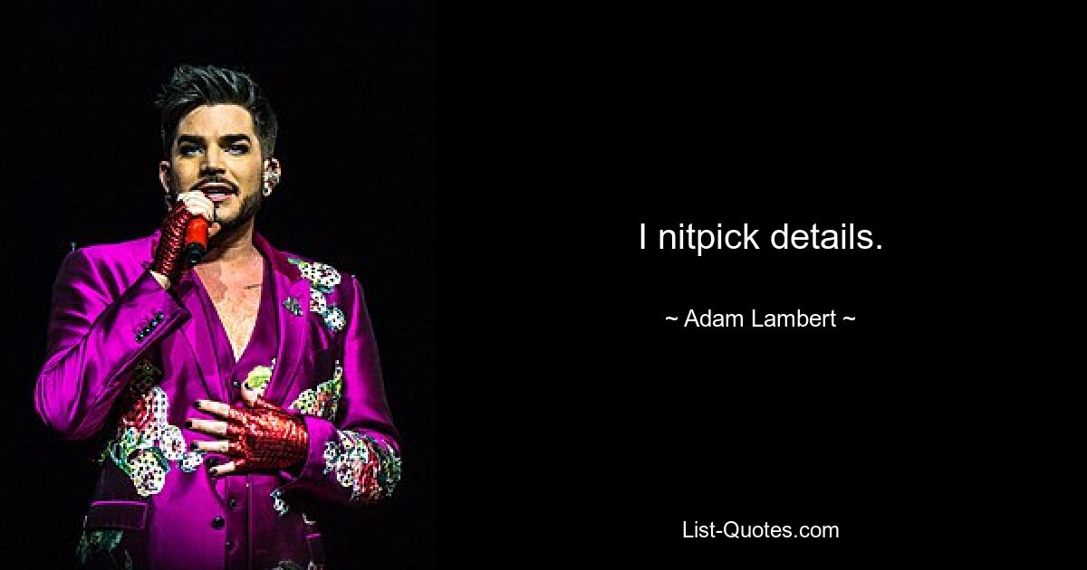 I nitpick details. — © Adam Lambert