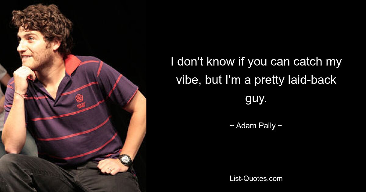 I don't know if you can catch my vibe, but I'm a pretty laid-back guy. — © Adam Pally