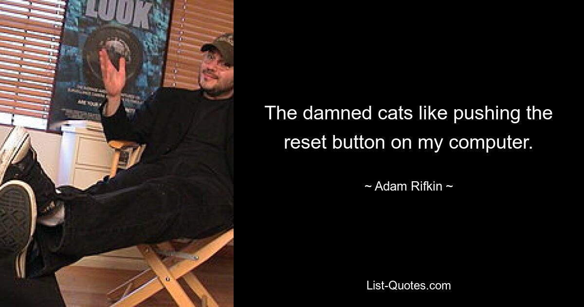 The damned cats like pushing the reset button on my computer. — © Adam Rifkin