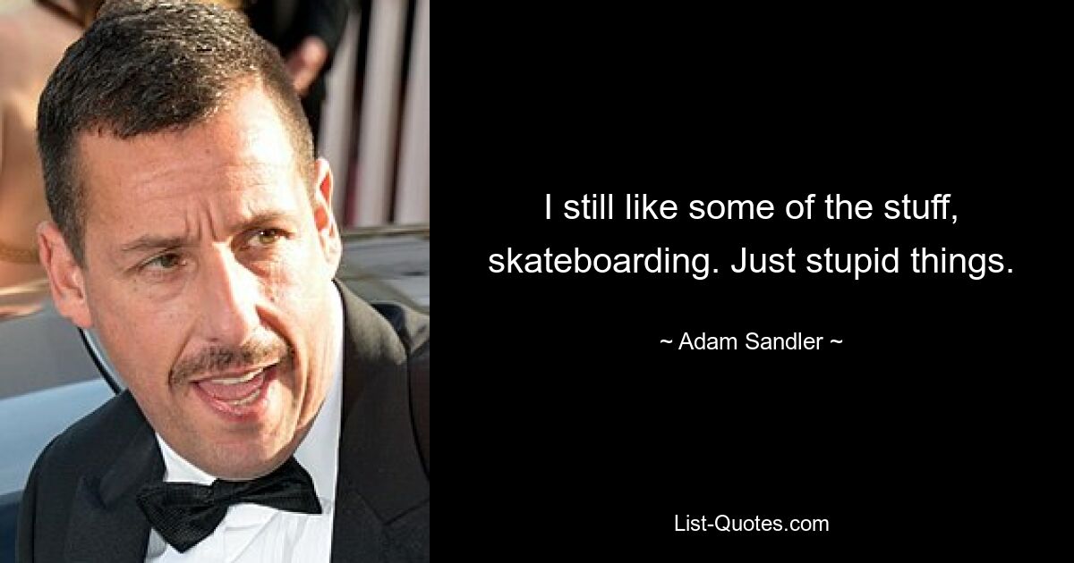 I still like some of the stuff, skateboarding. Just stupid things. — © Adam Sandler