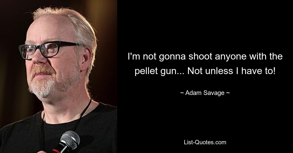 I'm not gonna shoot anyone with the pellet gun... Not unless I have to! — © Adam Savage