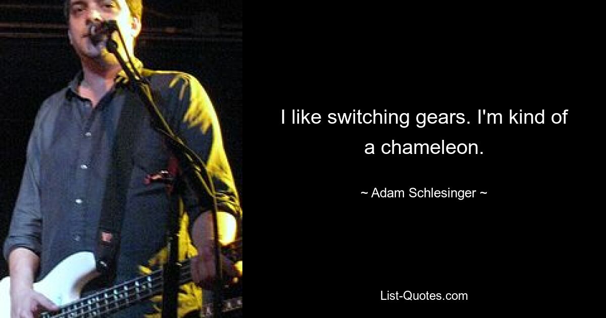 I like switching gears. I'm kind of a chameleon. — © Adam Schlesinger