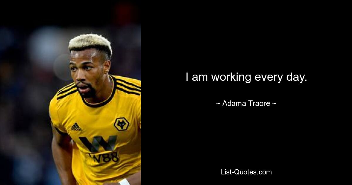 I am working every day. — © Adama Traore