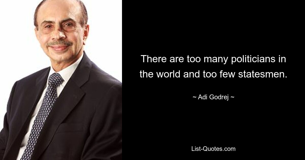 There are too many politicians in the world and too few statesmen. — © Adi Godrej