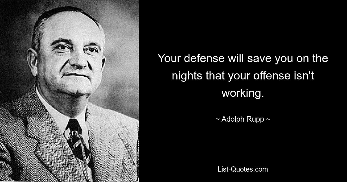 Ваша защита спасет вас в те ночи, когда ваше нападение не сработает. — © Адольф Рупп