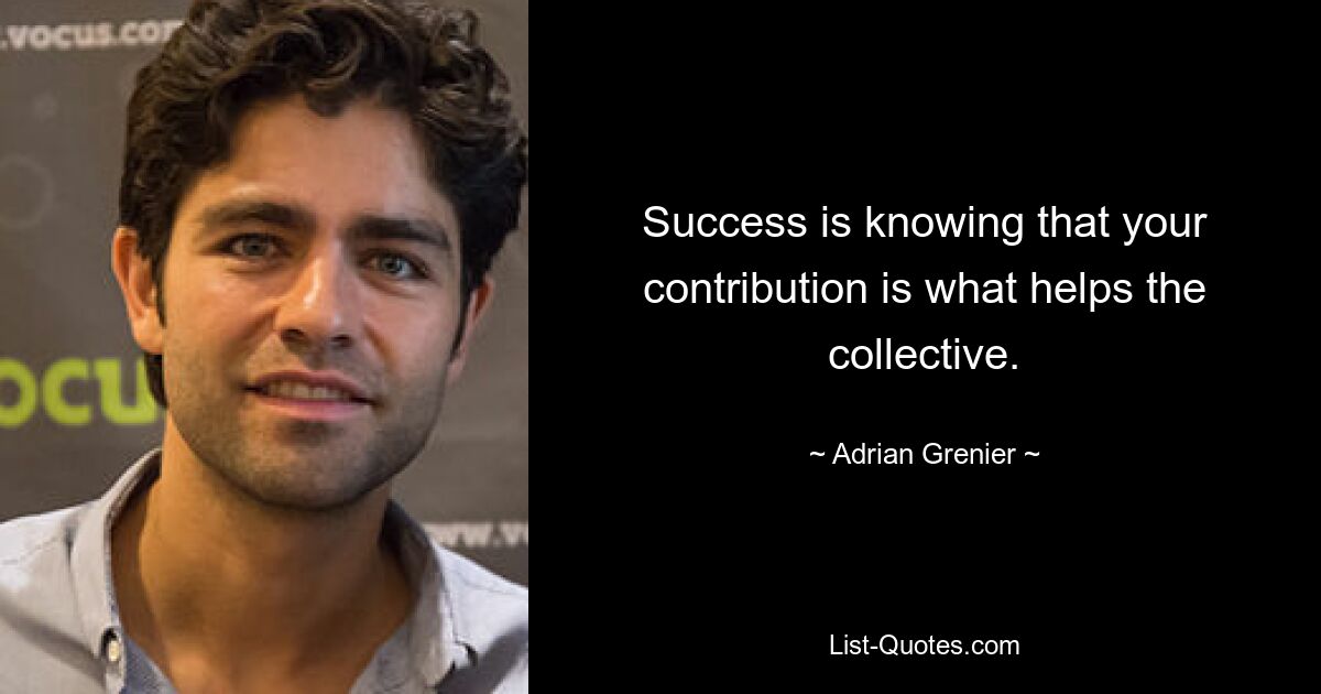 Success is knowing that your contribution is what helps the collective. — © Adrian Grenier