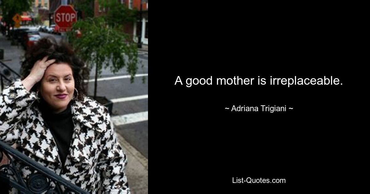 A good mother is irreplaceable. — © Adriana Trigiani