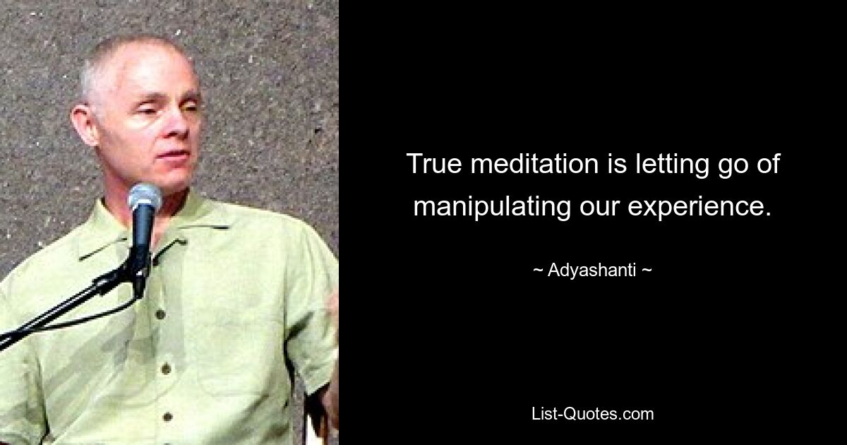 True meditation is letting go of manipulating our experience. — © Adyashanti