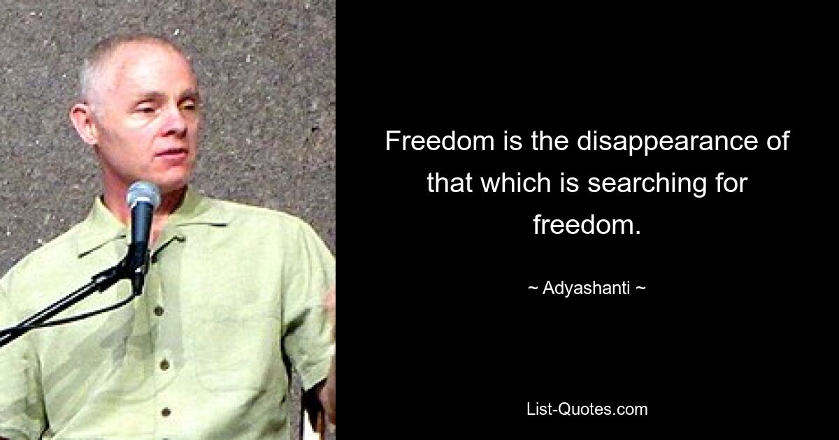 Freedom is the disappearance of that which is searching for freedom. — © Adyashanti