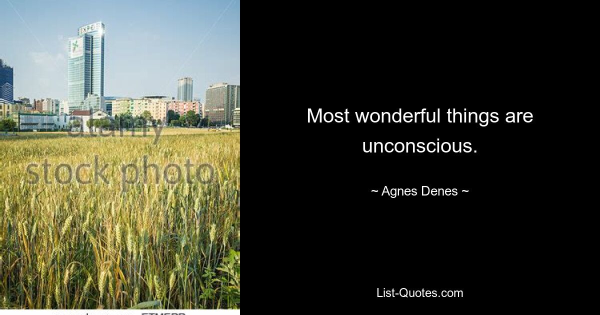 Most wonderful things are unconscious. — © Agnes Denes