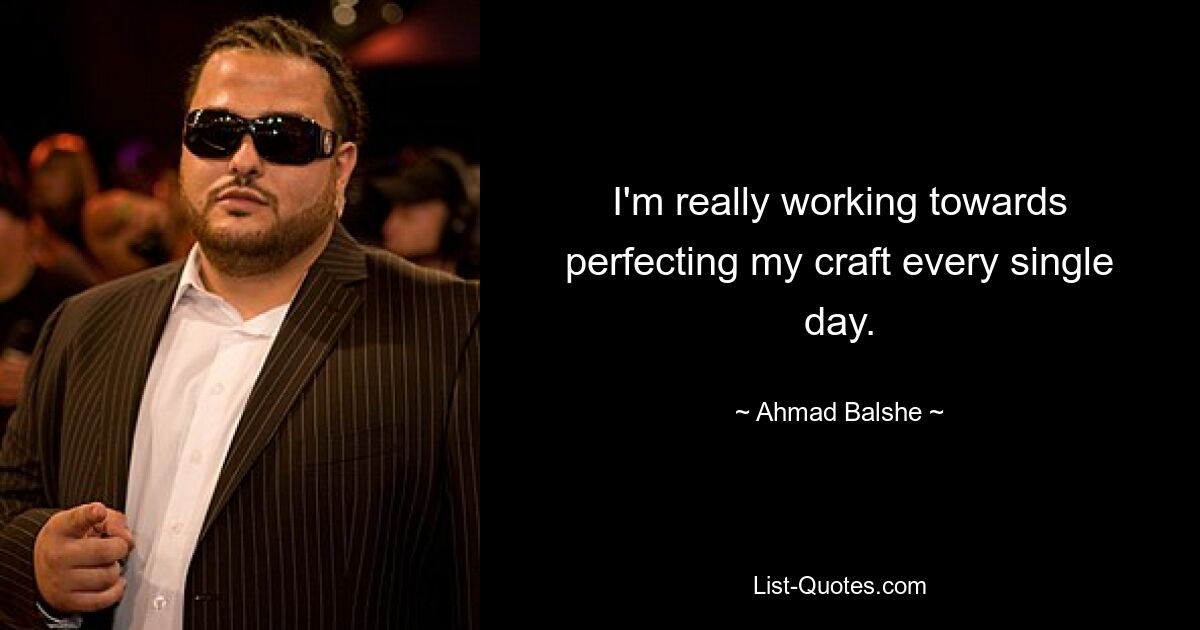 I'm really working towards perfecting my craft every single day. — © Ahmad Balshe