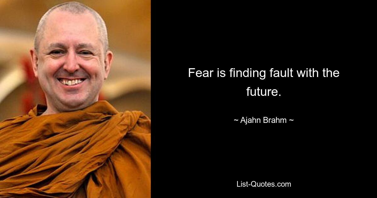 Fear is finding fault with the future. — © Ajahn Brahm