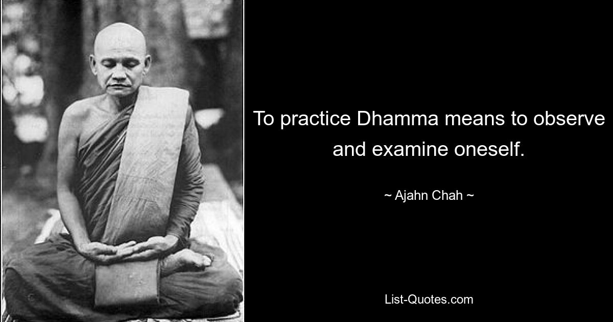 To practice Dhamma means to observe and examine oneself. — © Ajahn Chah