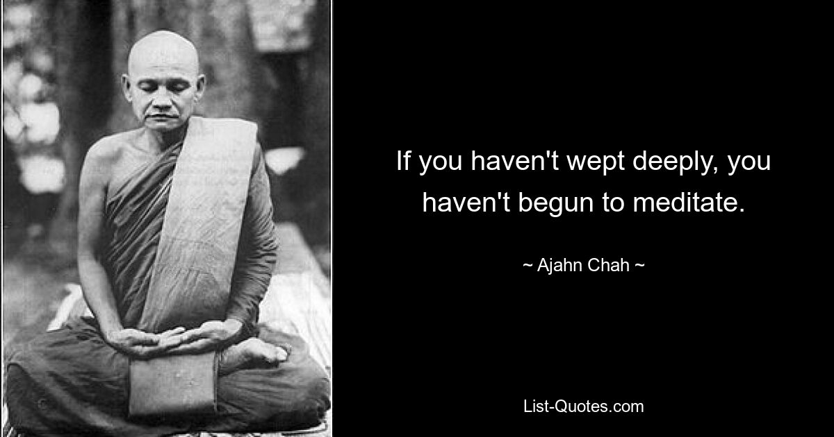 If you haven't wept deeply, you haven't begun to meditate. — © Ajahn Chah