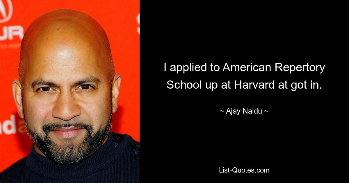 I applied to American Repertory School up at Harvard at got in. — © Ajay Naidu