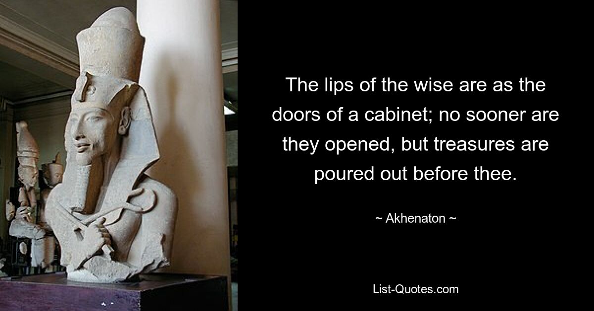 The lips of the wise are as the doors of a cabinet; no sooner are they opened, but treasures are poured out before thee. — © Akhenaton