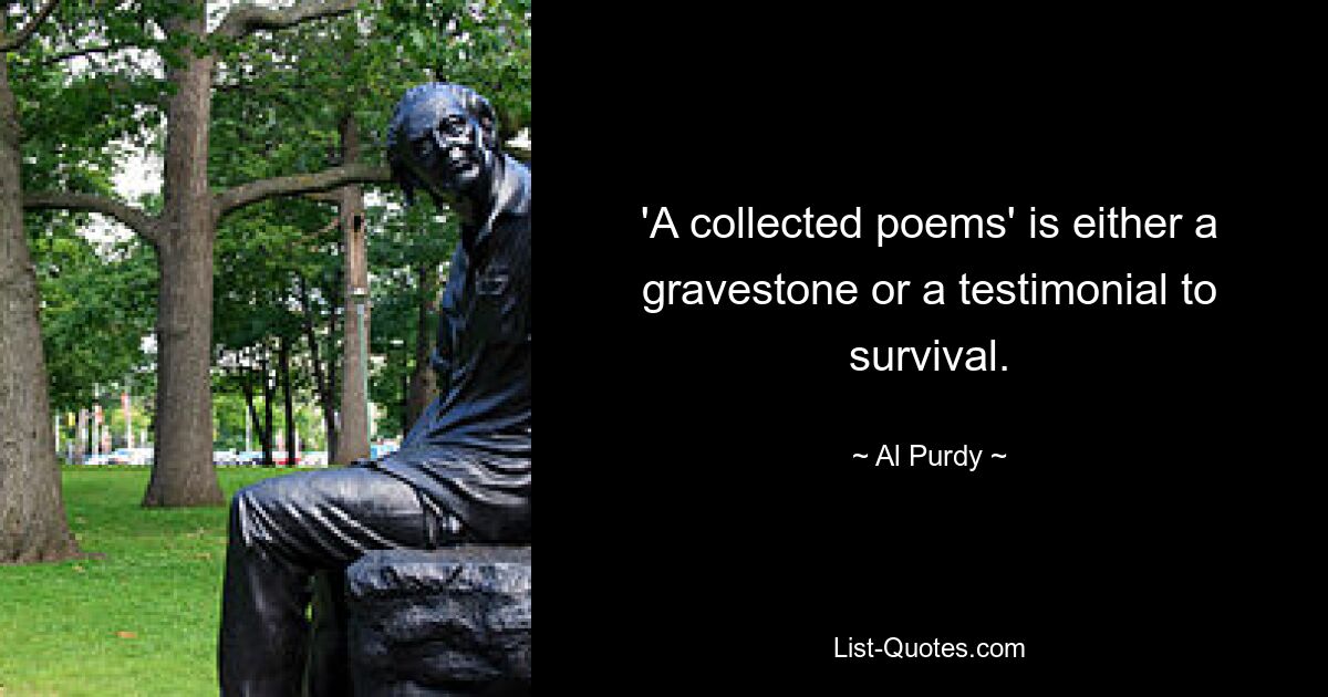 'A collected poems' is either a gravestone or a testimonial to survival. — © Al Purdy