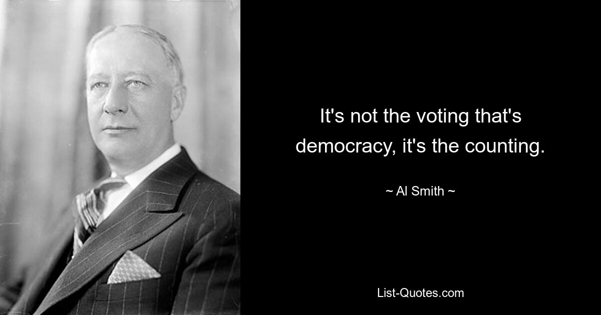 It's not the voting that's democracy, it's the counting. — © Al Smith