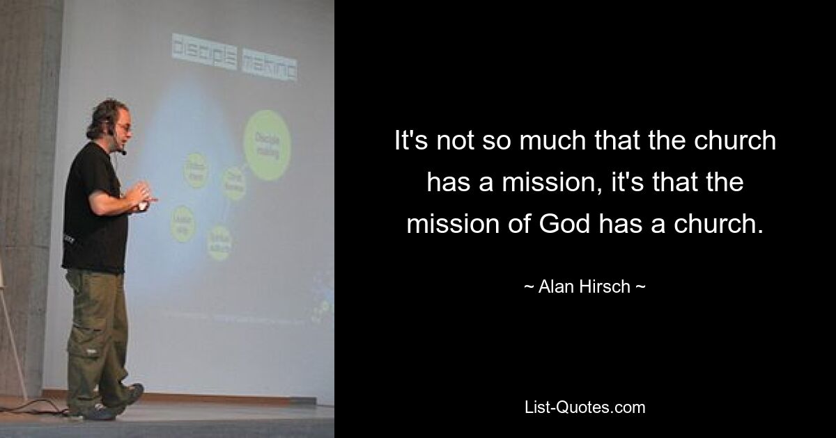 It's not so much that the church has a mission, it's that the mission of God has a church. — © Alan Hirsch