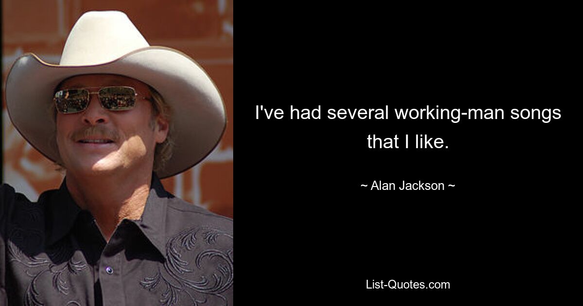 I've had several working-man songs that I like. — © Alan Jackson