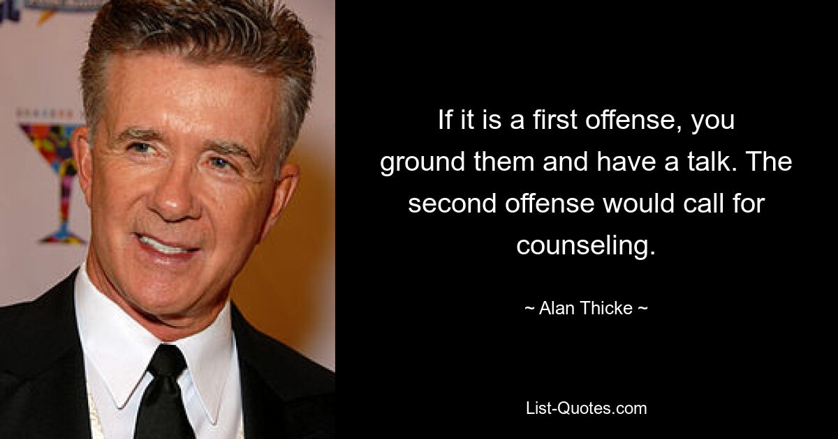 If it is a first offense, you ground them and have a talk. The second offense would call for counseling. — © Alan Thicke