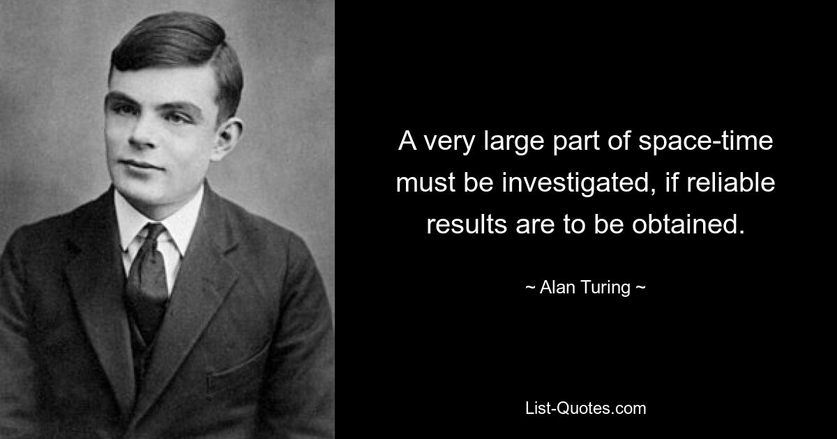 A very large part of space-time must be investigated, if reliable results are to be obtained. — © Alan Turing