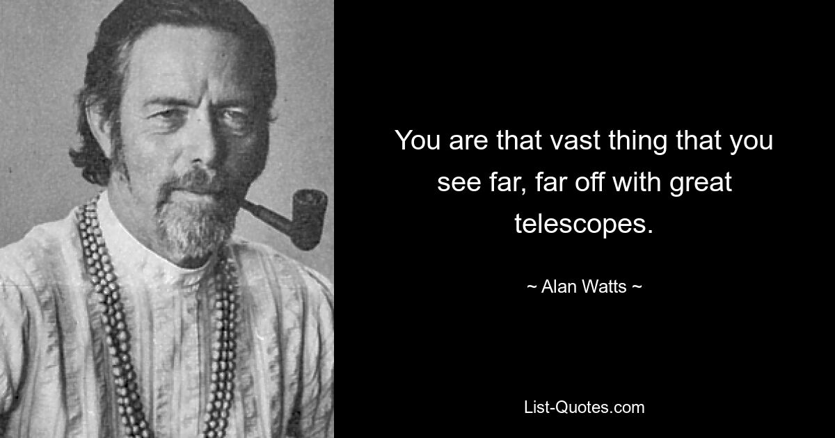 You are that vast thing that you see far, far off with great telescopes. — © Alan Watts