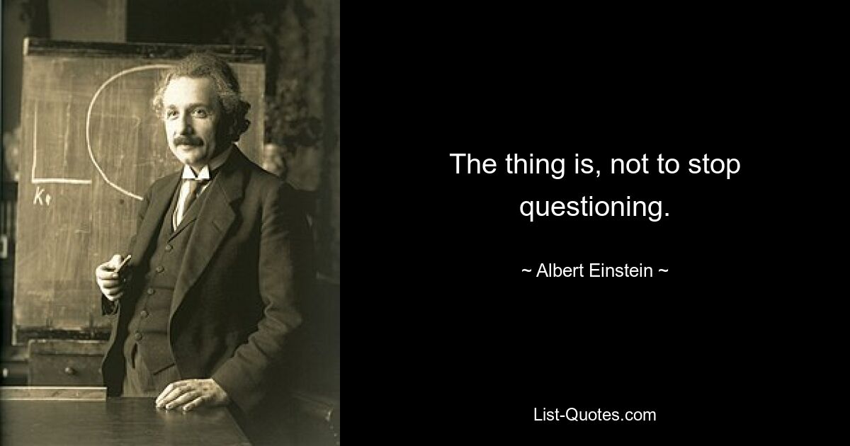 The thing is, not to stop questioning. — © Albert Einstein