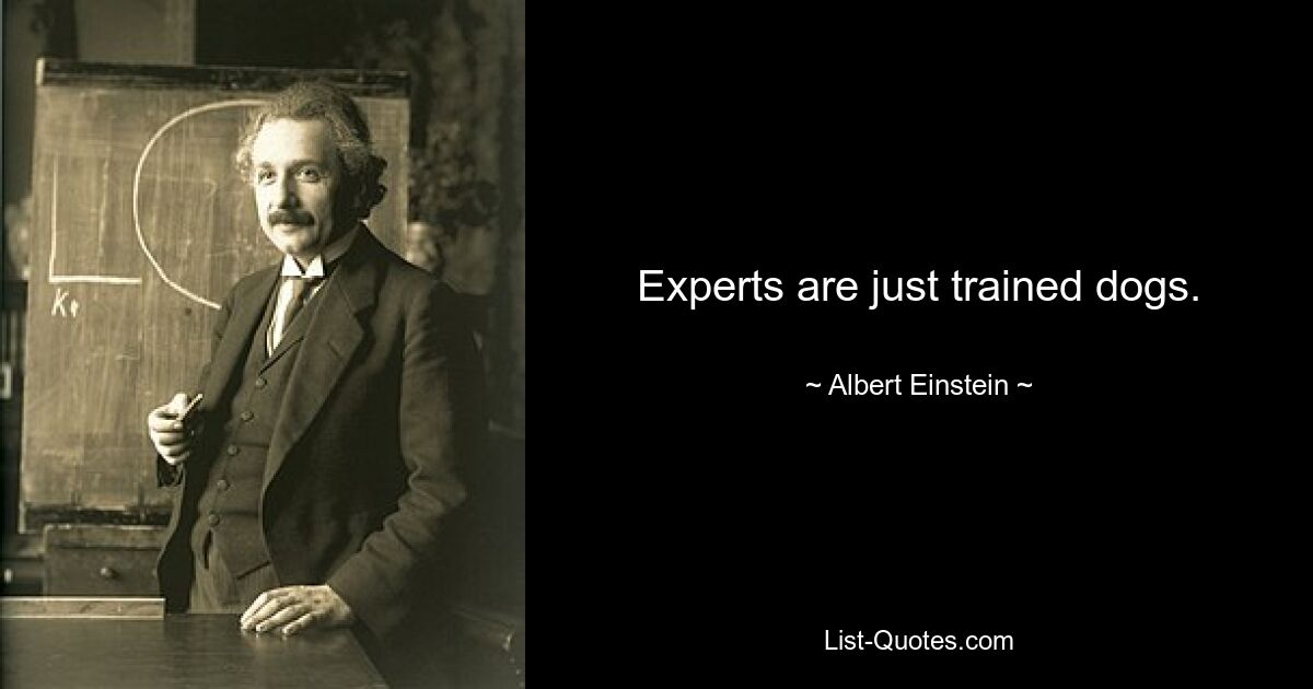 Experts are just trained dogs. — © Albert Einstein