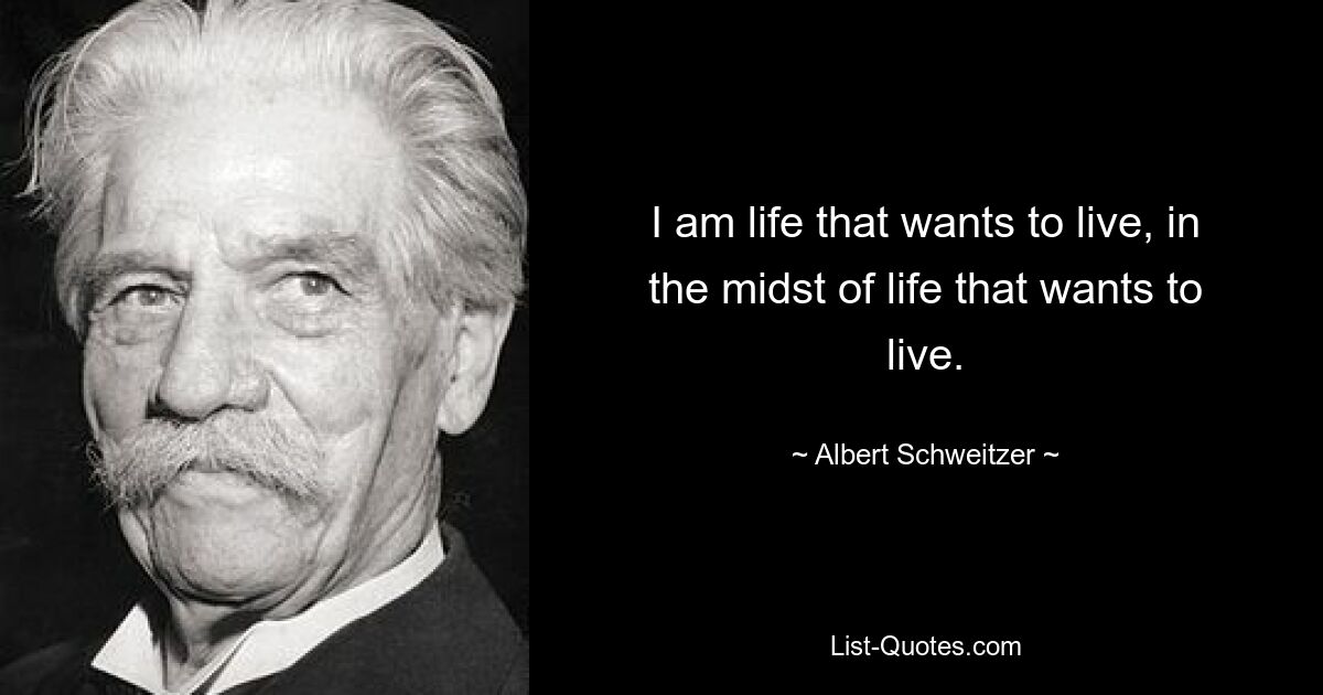 I am life that wants to live, in the midst of life that wants to live. — © Albert Schweitzer