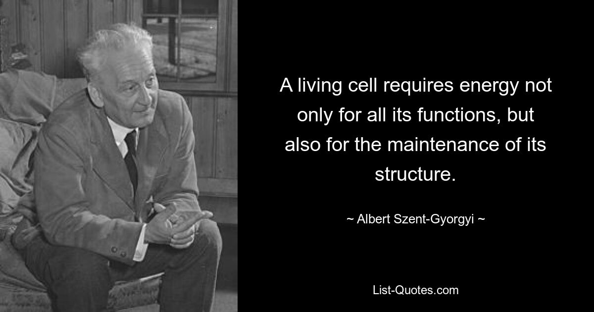 Живая клетка требует энергии не только для всех своих функций, но и для поддержания своей структуры. — © Альберт Сент-Дьёрдьи 