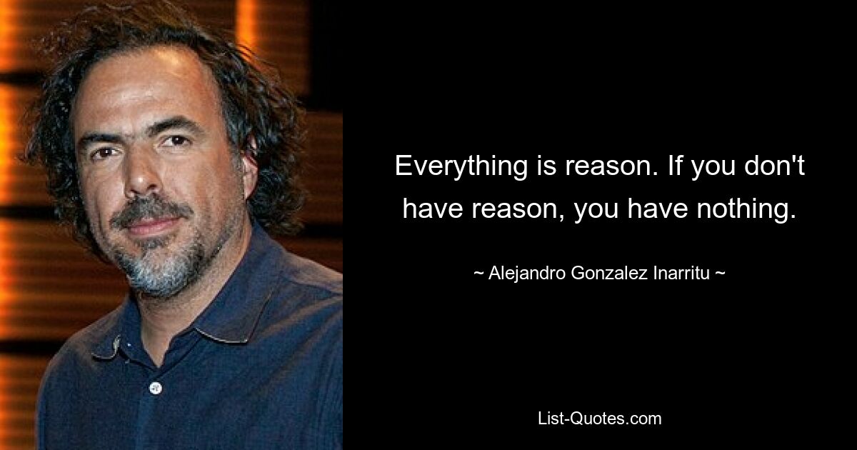 Everything is reason. If you don't have reason, you have nothing. — © Alejandro Gonzalez Inarritu