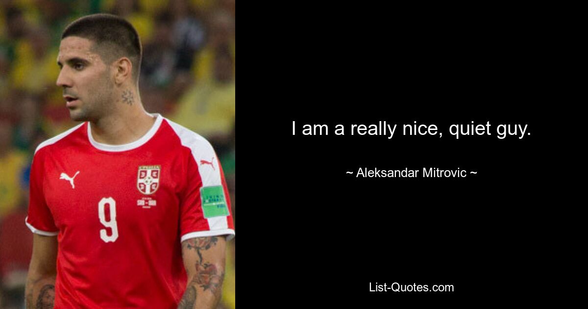 I am a really nice, quiet guy. — © Aleksandar Mitrovic