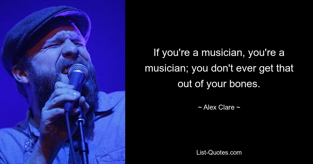 If you're a musician, you're a musician; you don't ever get that out of your bones. — © Alex Clare