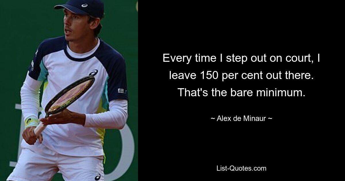 Every time I step out on court, I leave 150 per cent out there. That's the bare minimum. — © Alex de Minaur