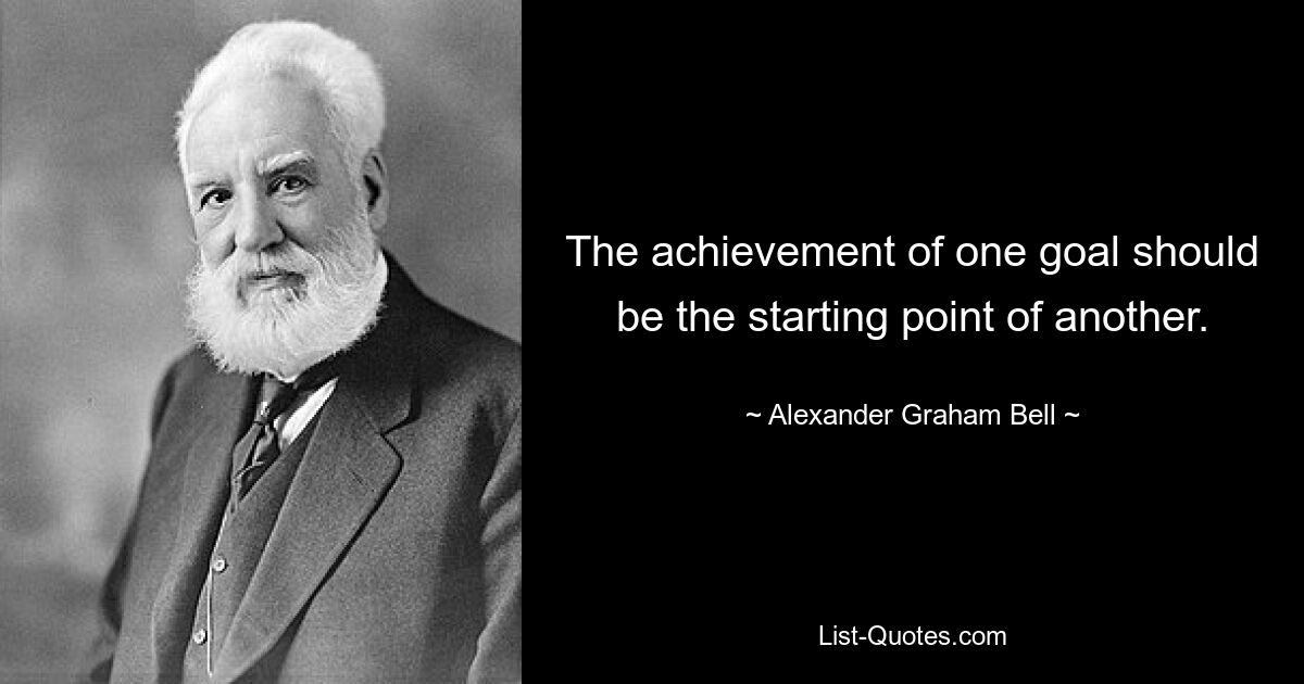 The achievement of one goal should be the starting point of another. — © Alexander Graham Bell