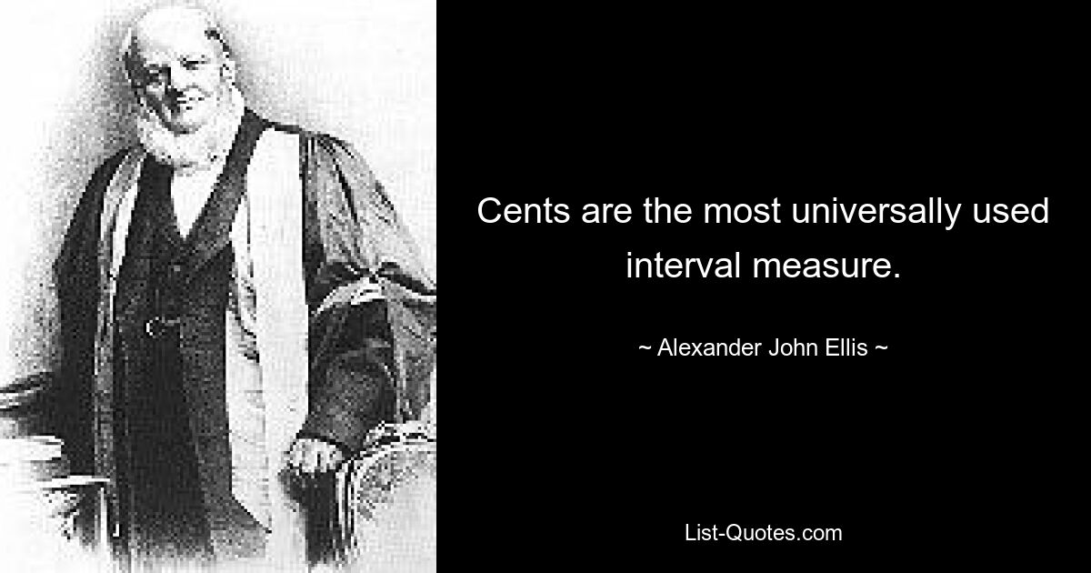 Cents are the most universally used interval measure. — © Alexander John Ellis