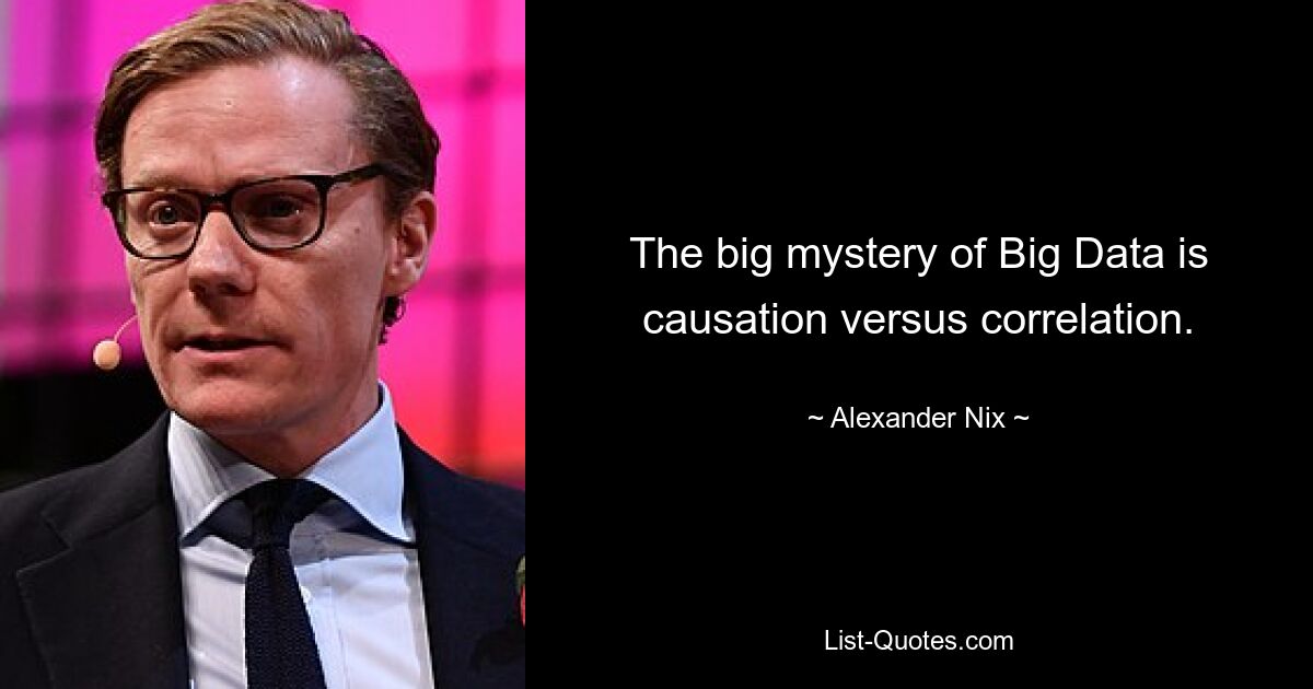 The big mystery of Big Data is causation versus correlation. — © Alexander Nix